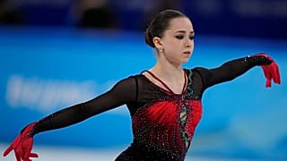 Kamila Valieva, of the Russian Olympic Committee, competes in the women's free skate program during the figure skating competition at the 2022 Winter Olympics.