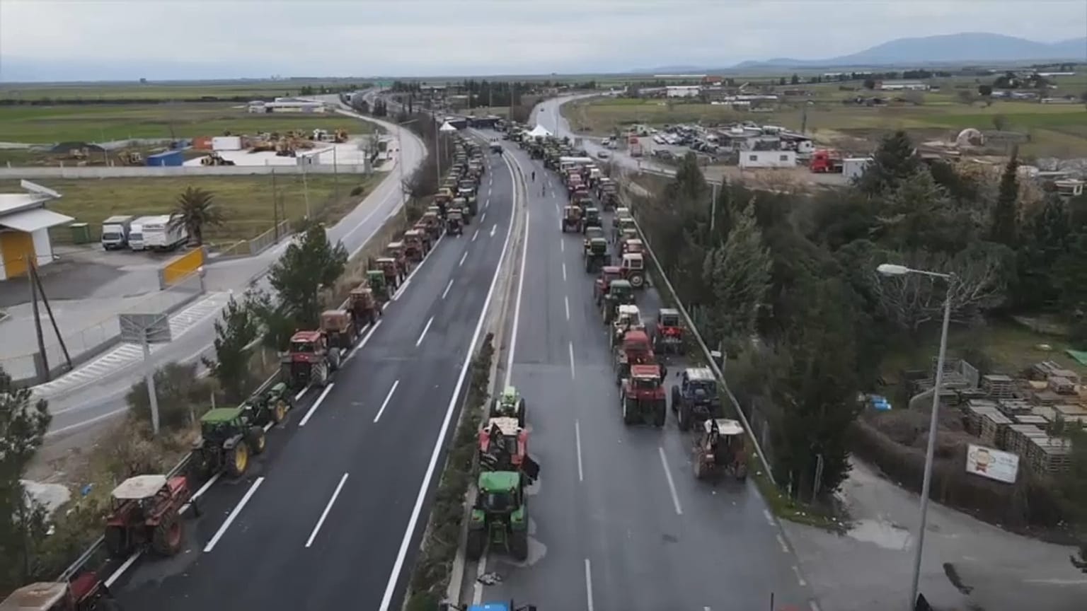 Protesta de agricultores con sus tractores