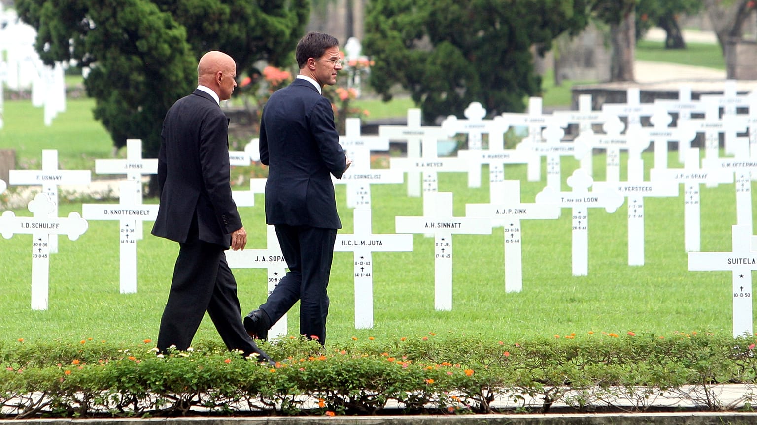 Dutch Prime Minister Mark Rutte, pictured during his visit to the old Dutch War Cemetery in Semarang.