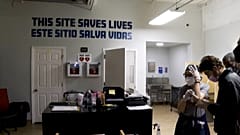 Picture shows the interior of  the USA's first safe injection centre in New York.
