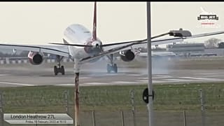 Mehr als 200.000 Menschen schauen live dabei zu wie Flugzeuge im Sturm am Londoner Flughafen Heathrow landen.