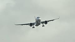 An Air Portugal plane abandoning its landing at the Heathrow airport in high winds