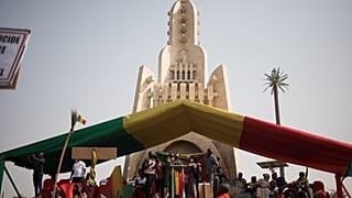تظاهرة في العاصمة باماكو للاحتفال بخروج الجنود الفرنسيين من مالي 19 فبراير 2022