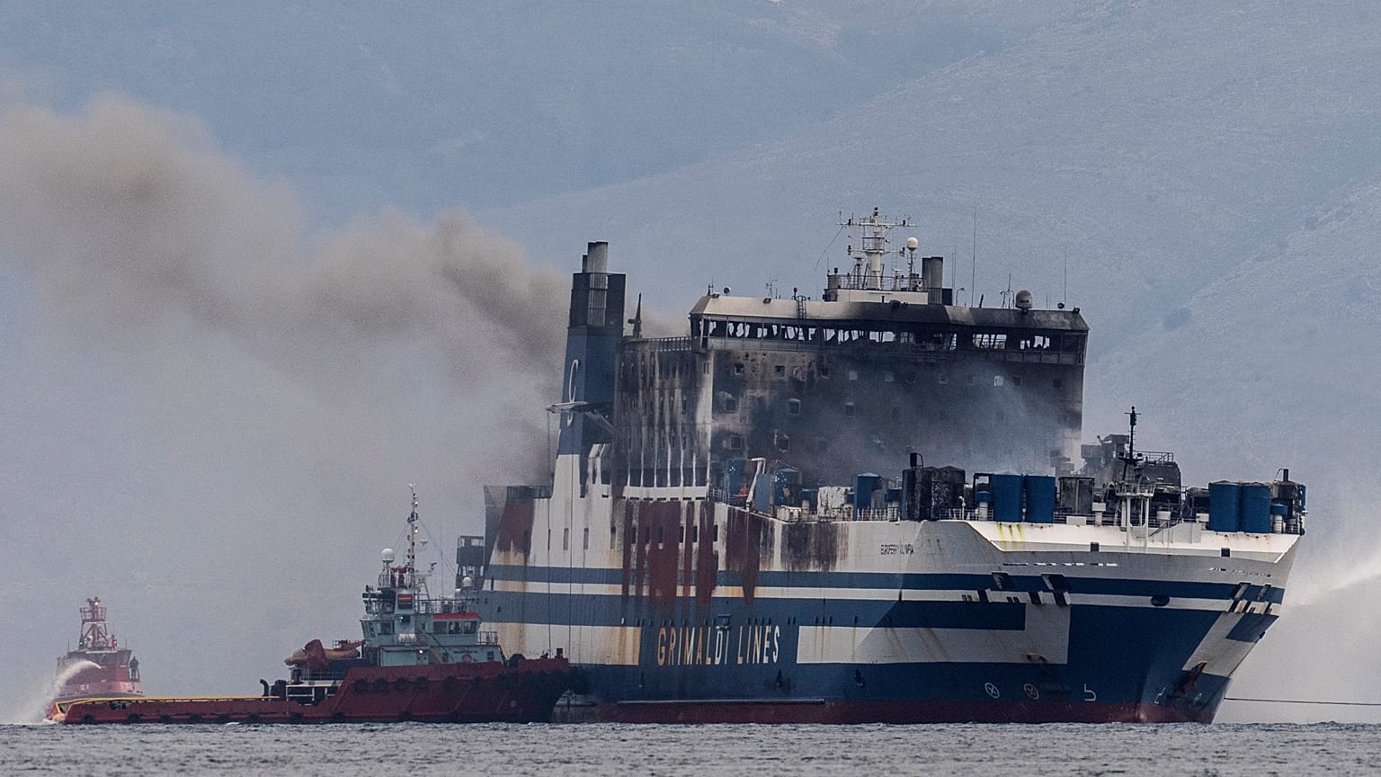 The Italian-flagged Euroferry Olympia caught fire on 18 February off the coast of Corfu.