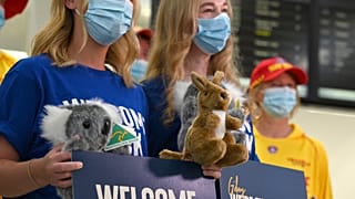 à l'aéroport de Sydney, les touristes sont de retour après deux ans de restrictions de voyage, Australie le 20 février 2022