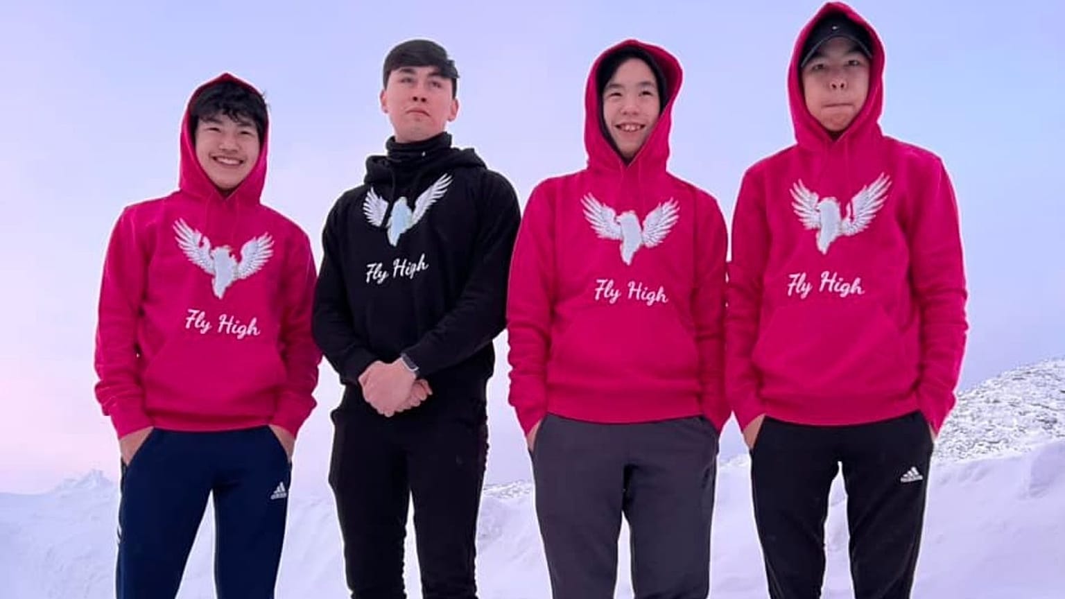 Anguteeraq Olsen (second left) and colleagues from Mind Your Own Business project -