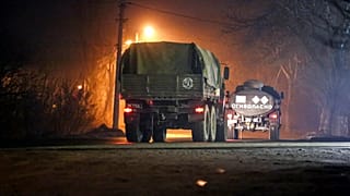 Des véhicules militaires près de Donetsk, le 22/02/2022