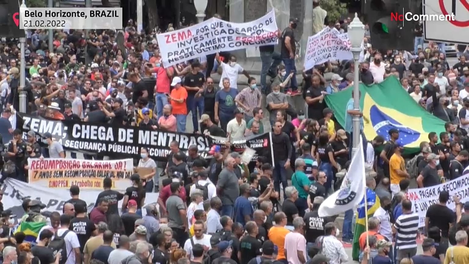 Manifestation de membres de forces de l'ordre à Belo Horizonte, Brésil, le 21 février 2022