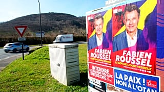 Wahlplakat des Kandidaten der Kommunistischen Partei Frankreichs PCF - Fabien Roussel