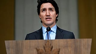 Justin Trudeau miniszterelnök beszél az ukrajnai helyzetről Ottawában 2022. február 22-én, kedden. 