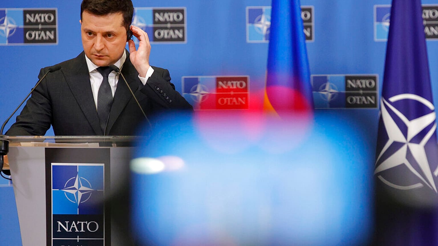 El presidente ucraniano, Volodimir Zelenski, en una reunión de la OTAN