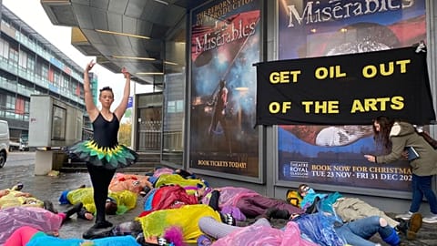 Dance protest outside Scottish Ballet in Glasgow during COP26, November 2021 