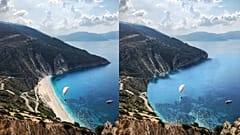 There is expected to be as much as 304m of coastal erosion in the area around Myrtos Beach, Kefalonia.