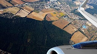 View from a plane above Kyiv, Ukraine
