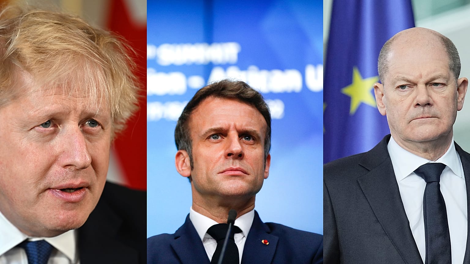 Boris Johnson, Emmanuel Macron y Olaf Scholz rechazan las acciones militares de Rusia y amenazan con más sanciones. 