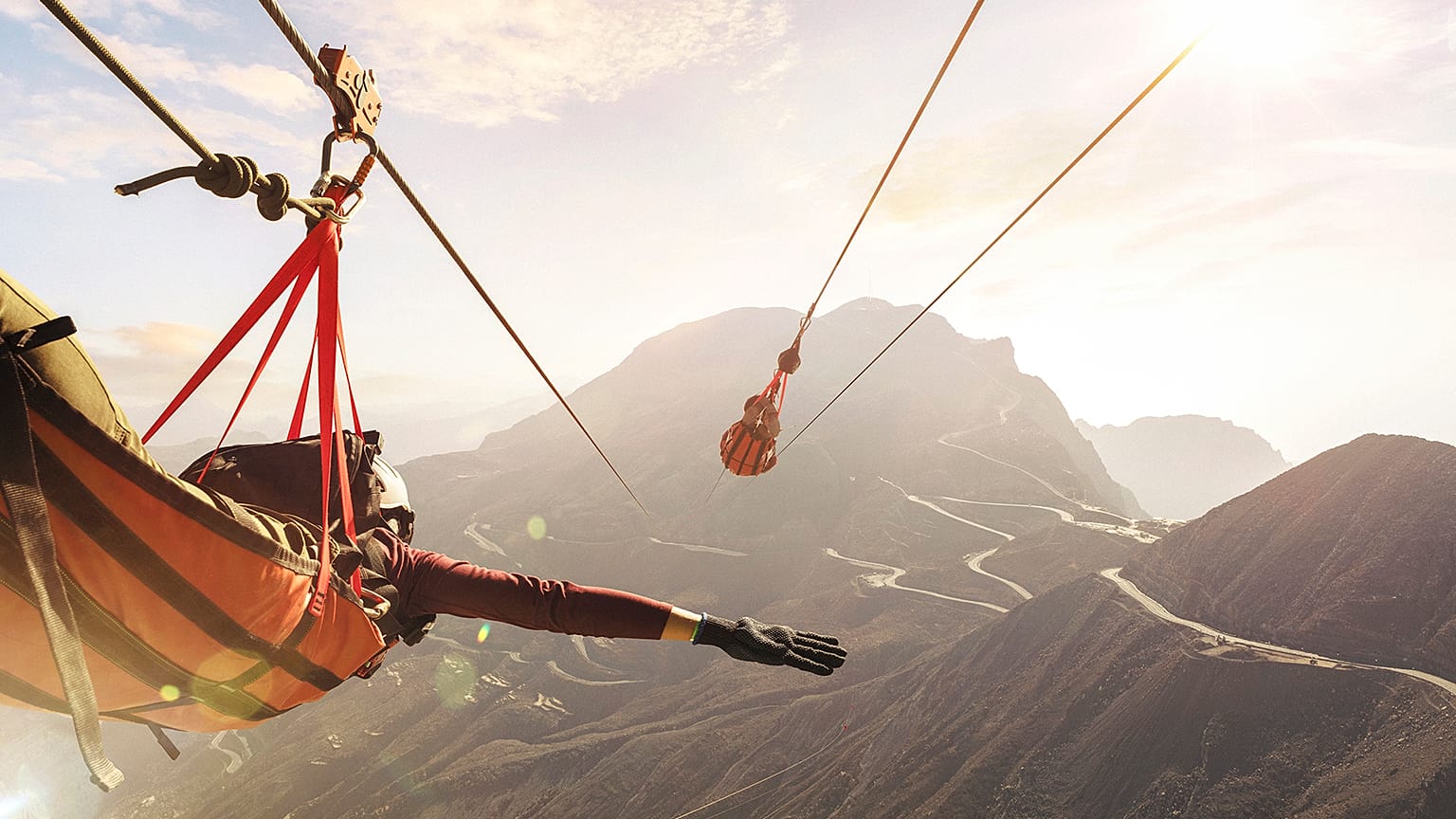 The world's longest zipline in Ras Al-Khaimah, UAE