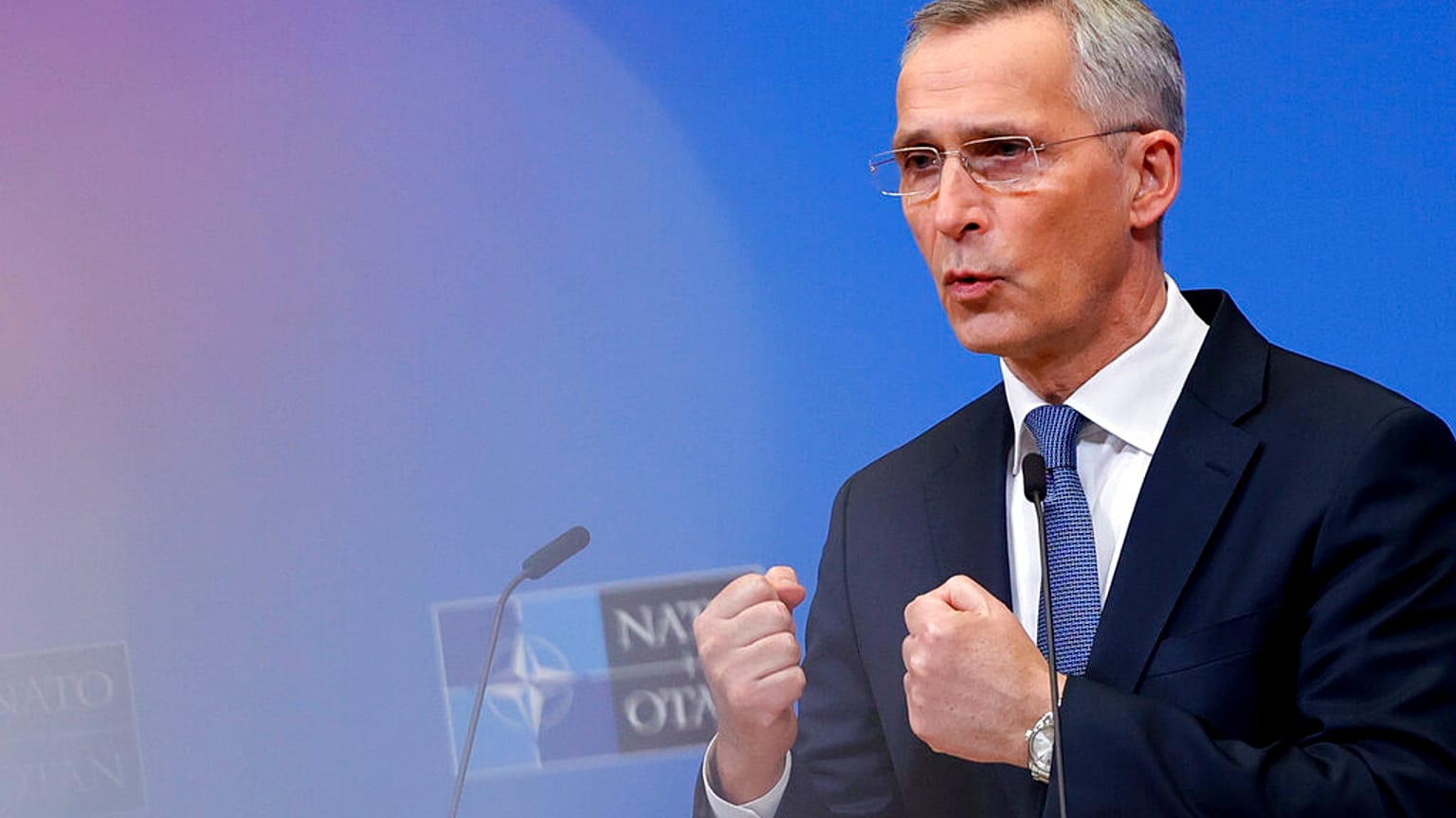 El secretario general de la OTAN, Jens Stoltenberg, durante la rueda de prensa