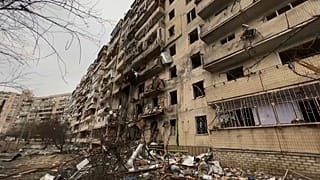 Esta barriada a las afueras de Kiev fue alcanzada por un proyectil