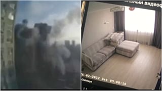 لحظة إصابة مبنى سكني في كييف بصاروخ روسي