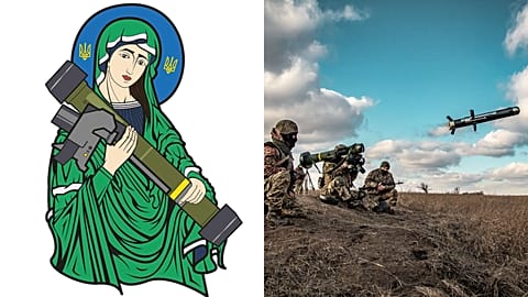 St Javelin, named after the US-made rocket launcher (right) is becoming a symbol of resistance against Russia's invasion.