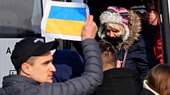 Refugees fleeing the conflict from neighboring Ukraine are transported by bus in the border town of Przemysl, Poland,