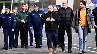 Orbán Viktor miniszterelnök a magyar-ukrán határnál 2022.02.26-án