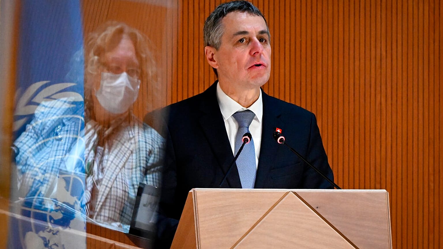Le président suisse Ignazio Cassis lors de l'ouverture de la session du Conseil des droits de l'homme de l'ONU à Genève, en Suisse, le lundi 28 février