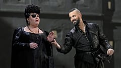 Jamie Barton as Princess Eboli, left, and Etienne Dupuis as Rodrigue in Verdi's "Don Carlos." The Metropolitan Opera is presenting the original French version