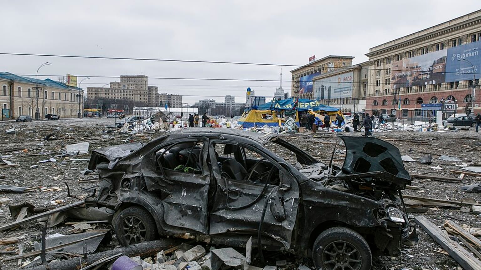 Die Großstadt Charkiw ist seit Beginn der Invasion unter russischem Beschuss, Ukraine 1. März 2022