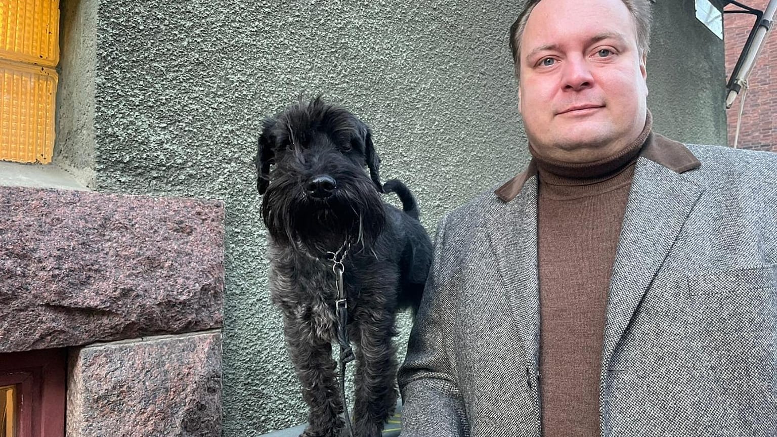 Risto Karmavuo and his dog Milo, Helsinki Finland 1st March 2022 