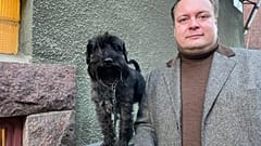 Risto Karmavuo and his dog Milo, Helsinki Finland 1st March 2022 