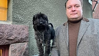 Risto Karmavuo and his dog Milo, Helsinki Finland 1st March 2022 