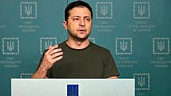 Volodymyr Zelenskyy speaks to the nation in Kyiv on Sunday.