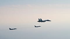 The four aircrafts flew briefly over Swedish airspace, according to the country's Armed Forces.
