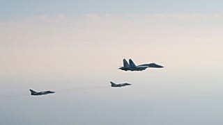 The four aircrafts flew briefly over Swedish airspace, according to the country's Armed Forces.
