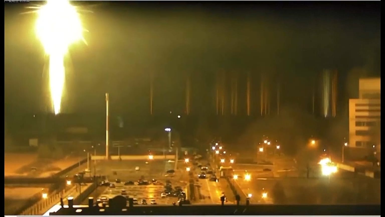Russian shelling at the Zaporizhzhia nuclear plant site. Courtesy Zaporizhzhia NPP 