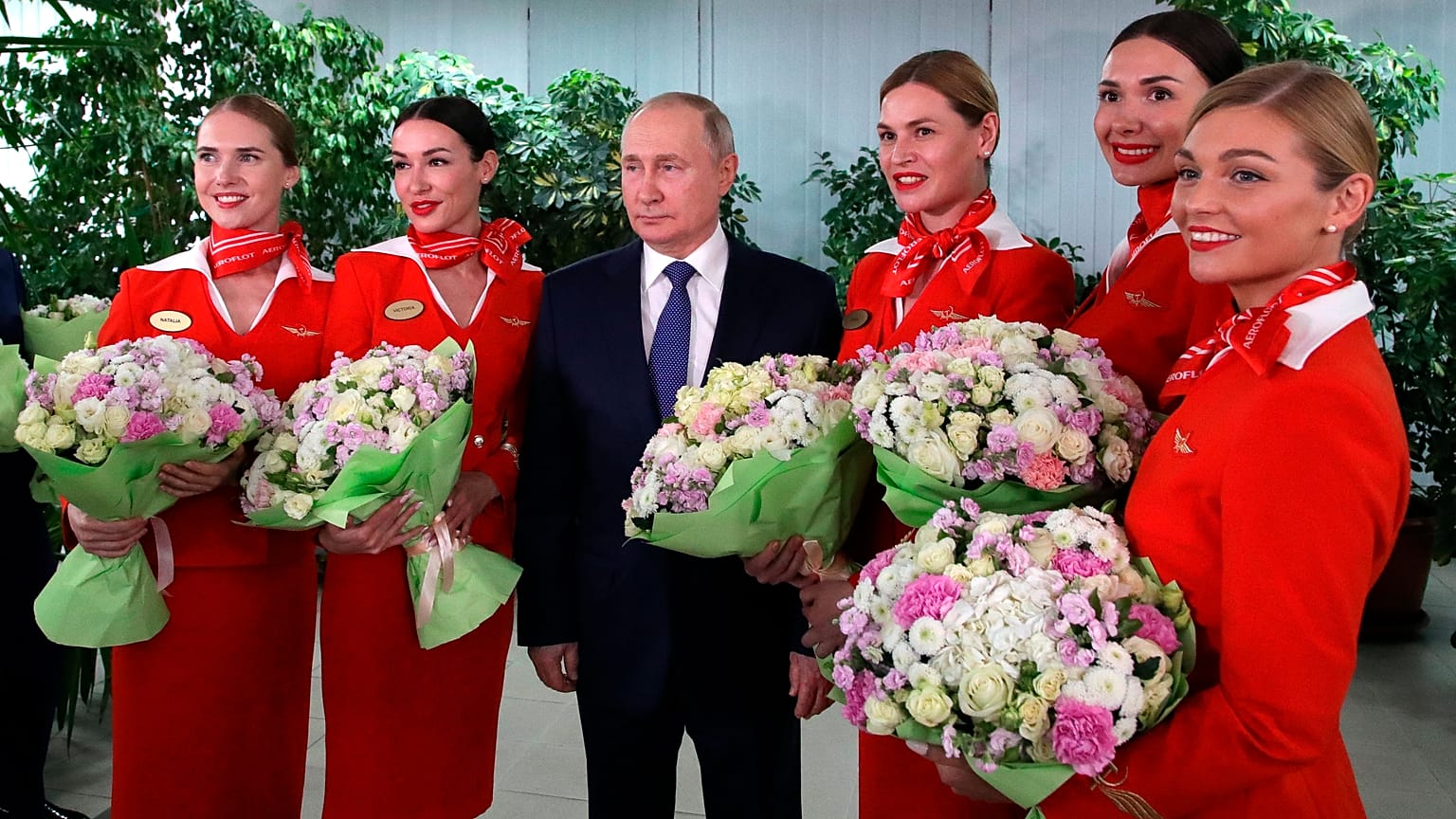 Wladimir Putin beim Besuch einer Flugschule der Fluggesellschaft Aeroflot