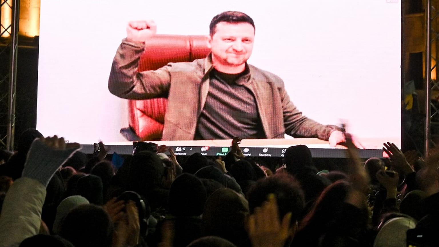 Apoiantes de Zelenskyy em Tbilissi, Geórgia