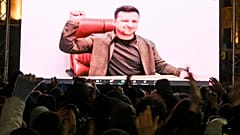 Apoiantes de Zelenskyy em Tbilissi, Geórgia