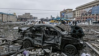 Центральная площадь Харькова после бомбардировок 1 марта 2022