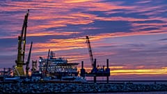 The Russian pipe-laying ship 'Akademik Tscherski' which is on deployment for the further construction of the Nord Stream 2 Baltic Sea pipeline.