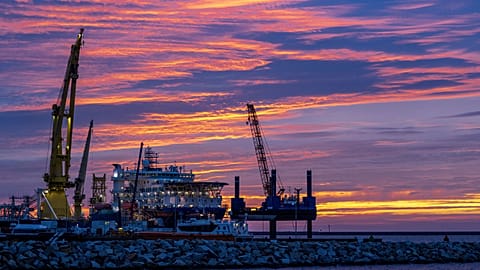 The Russian pipe-laying ship 'Akademik Tscherski' which is on deployment for the further construction of the Nord Stream 2 Baltic Sea pipeline.