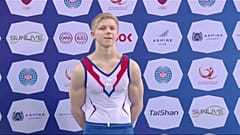 Russischer Turner schockiert mit Kriegssymbol "Z" auf der Brust