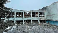 In this photo provided by Yurii Kochubei, a view of the damage after shelling on a sports venue, in Kharkiv, Ukraine, Saturday, March 5, 2022