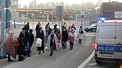 Ukrainische Flüchtlinge an der Grenze zu Polen (Aufnahme aus Budomierz vom 27. Februar 22)