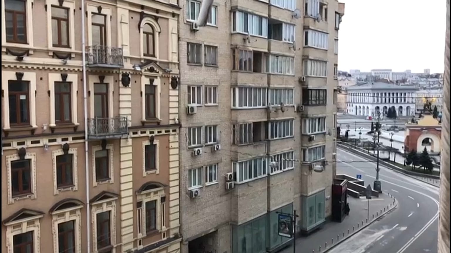 Blick in die leeren Straßen von Kiew, 09.03.2022