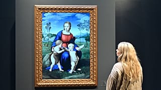 So-called "NFT", (non-fungible token) digital reproductions ofItalian masterpieces, including paintings like this one by Raphael.