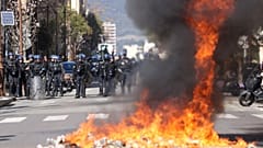 French police battled against school students during a demonstration in Ajaccio.