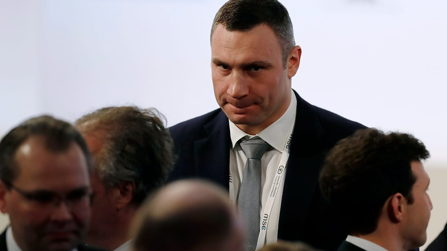 Vitalij Klicsko kijevi polgármester az 54. nemzetközi biztonságpolitikai konferencián Münchenben 2018. február 16-án – képünk illusztráció