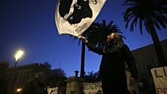 Un drapeau corse lors d'une manifestation de soutien à Yvan Colonna, à Ajaccio, Corse, le 9 mars 2022